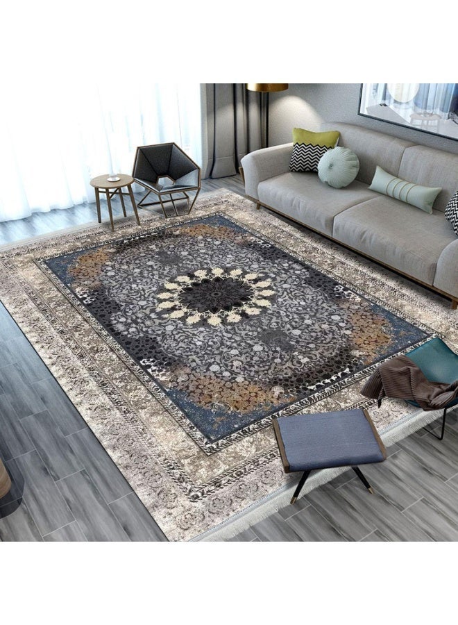 SMART HOME Large padded floor mat with a soft velvet surface and non-slip backing - Living room rug - Majlis rug - Lounge rug - Luxurious decorative rug - Elegant rug with modern patterns for living rooms and majlis - Size 350x250 cm - Suitable for everyday use and entertaining - Image 4